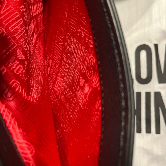 LOVE MOSCHINO NWT AUTHENTIC LOGO-CHARM BLACK FAUX LEATHER SATCHEL BAG - Picture 15 of 17